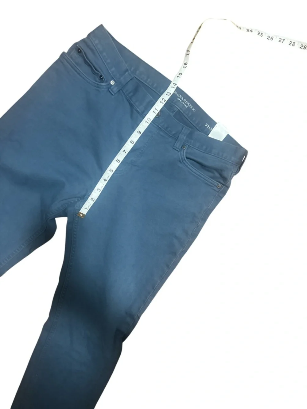 Banana Republic Traveler Pants 33x30 Slate Blue Slim Fit Stretch Casual Chino